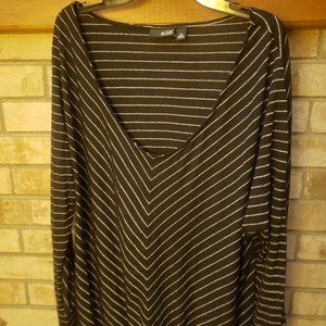 Ana Black V-Neck Silver Lining Long Sleeve Shirt